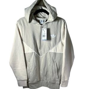 •NWT• ADIDAS 1/2 Zip Youth Large 2 toned Cream Hoodie